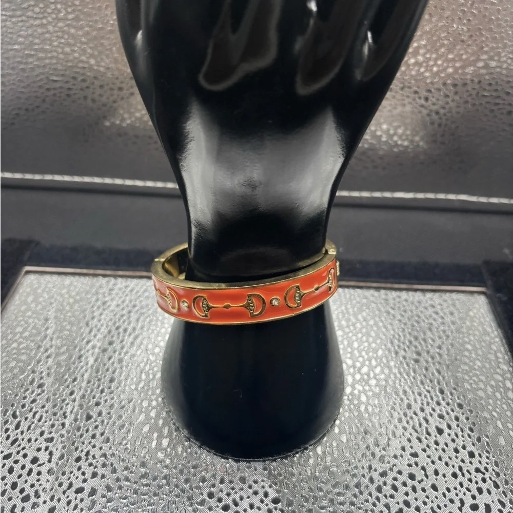 Gold and Orange Enamel Bangle